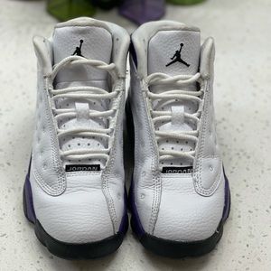 Jordan 13 Retro. White/Black-Court Purple. Size 12C.